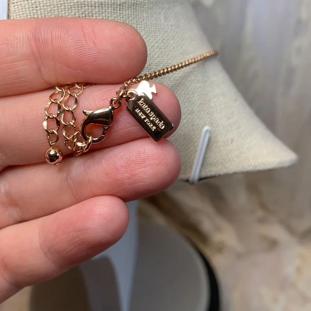 Kate Spade Rose Gold Floral Crystal Pendant Necklace Nwot - Picture 6 of 12
